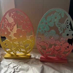 Glittery Floral Egg Decor Set